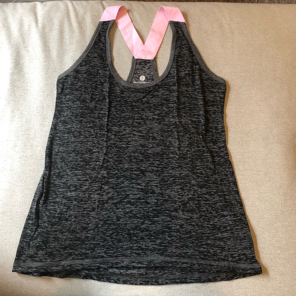 Old Navy Heathered Grey and Pink Workout Top